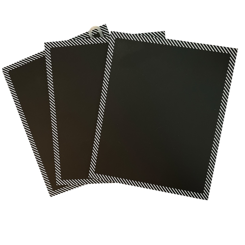 * Black Chalkboard with Striped Edges - Set of 3 - 9” x 11